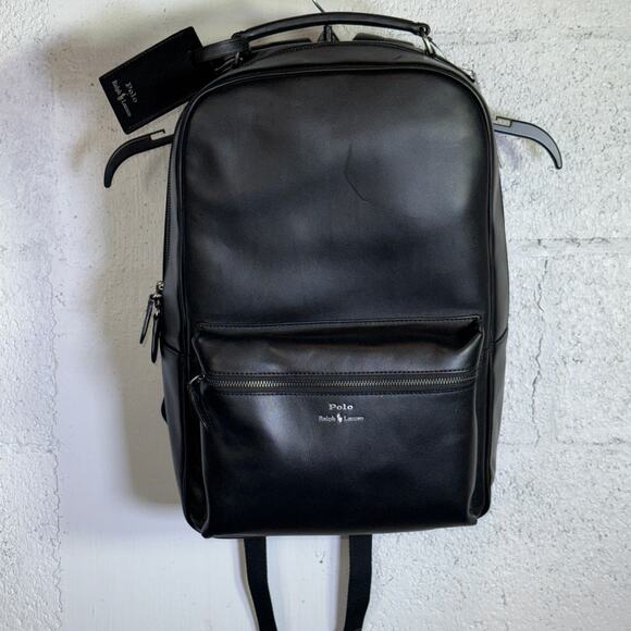 Polo Ralph Lauren Men's Smooth Leather Backpack black $348 - Picture 1 of 15